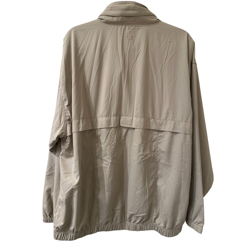 Golf Windbreaker Jacket Men's XL Tan Ventilated Hooded Mesh Lined Greg Norman - Picture 2 of 12
